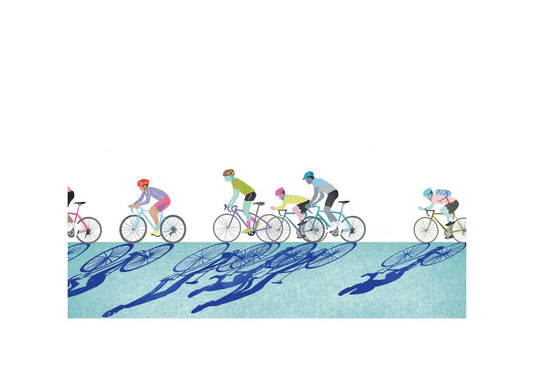 Cycling Print Cyclists & Shadows A4 Giclee Print homeware shops bristol gift shops bristol Harriet Popham