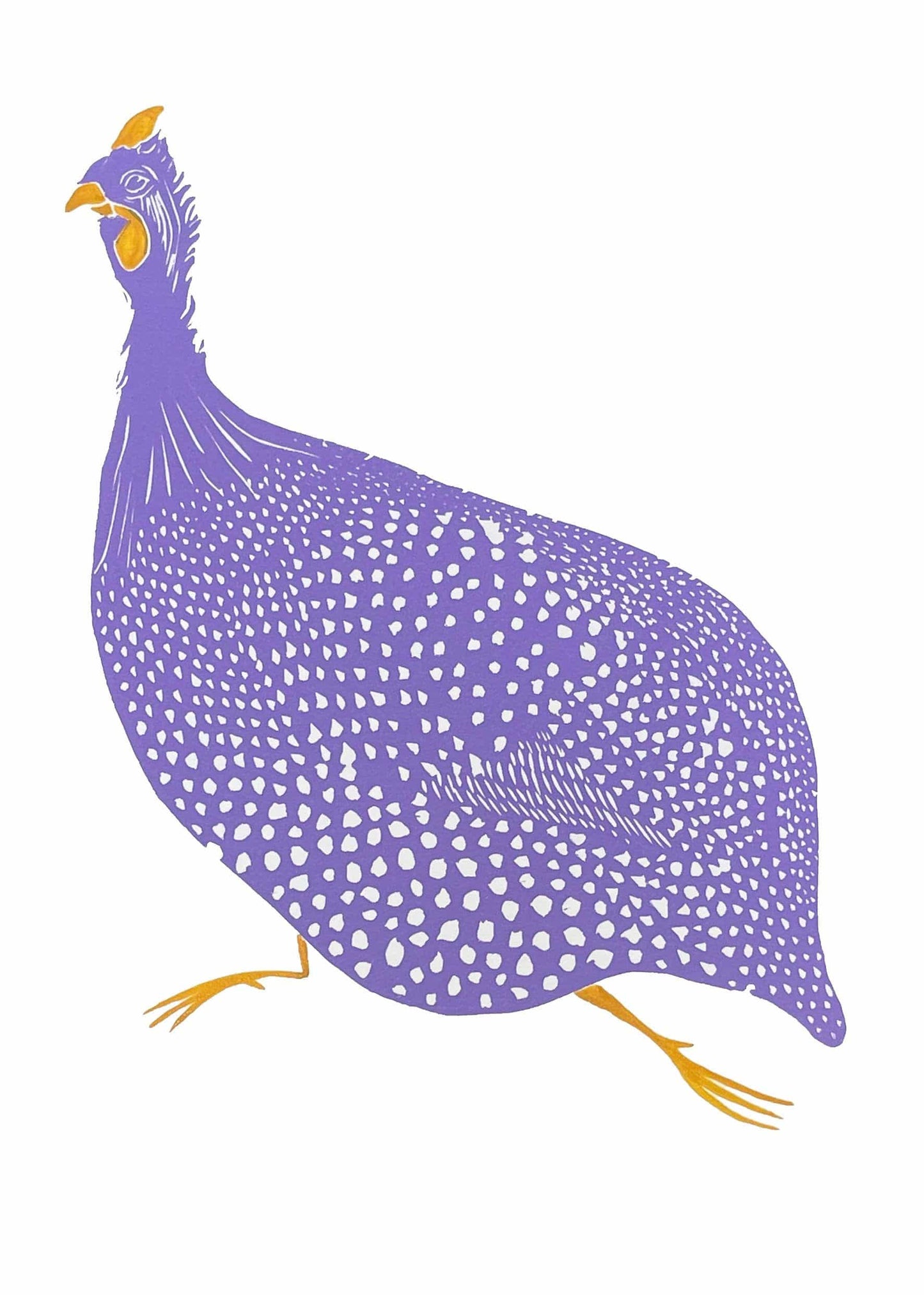 Prints Unframed Galloping Guinea Fowl  - A4 Original Lino Print - Limited Edition (Framed or Unframed) homeware shops bristol gift shops bristol Harriet Popham