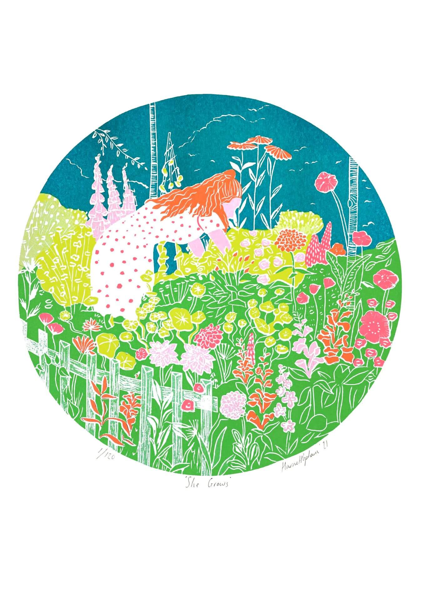 'She Grows' A3 Risograph Print (Framed) homeware shops bristol gift shops bristol Harriet Popham