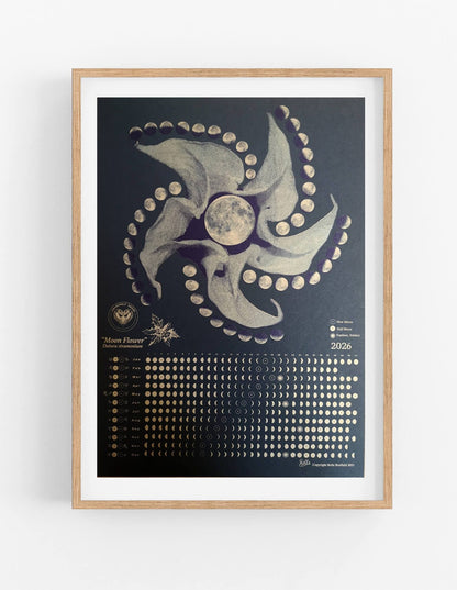 Calendar A3 2026 Moon Calendar – Black & Gold A3 Poster homeware shops bristol gift shops bristol Heartfelt Herbs