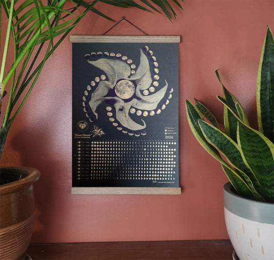 Calendar A3 2026 Moon Calendar – Black & Gold A3 Poster homeware shops bristol gift shops bristol Heartfelt Herbs