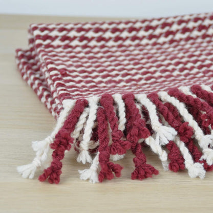 Honest Weaves Scarf Wine & White Houndstooth Handwoven Scarf