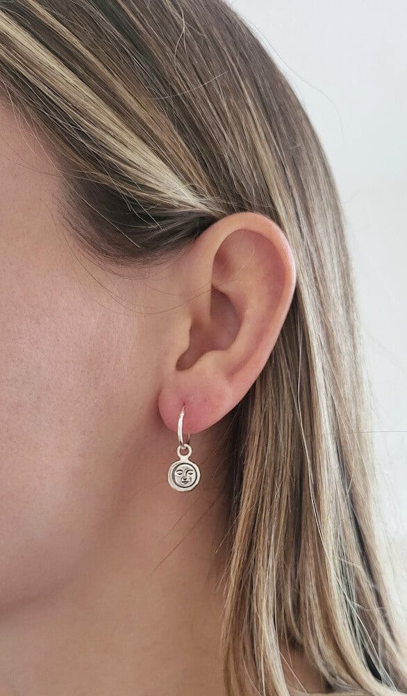Silver Hoop Earrings ‘Full Moon Face’ - Silver Hoop Earrings homeware shops bristol gift shops bristol Honey Coast Studio