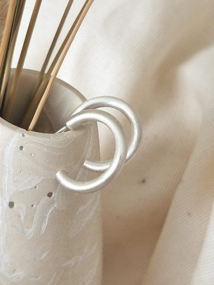 Silver Hoop Earrings ‘Satin’ - Silver Hoop Earrings homeware shops bristol gift shops bristol Honey Coast Studio