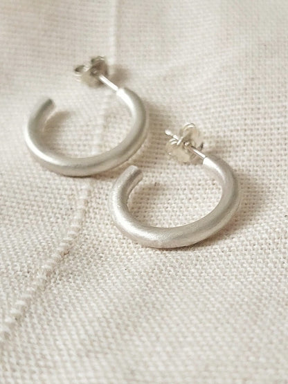 Silver Hoop Earrings ‘Satin’ - Silver Hoop Earrings homeware shops bristol gift shops bristol Honey Coast Studio