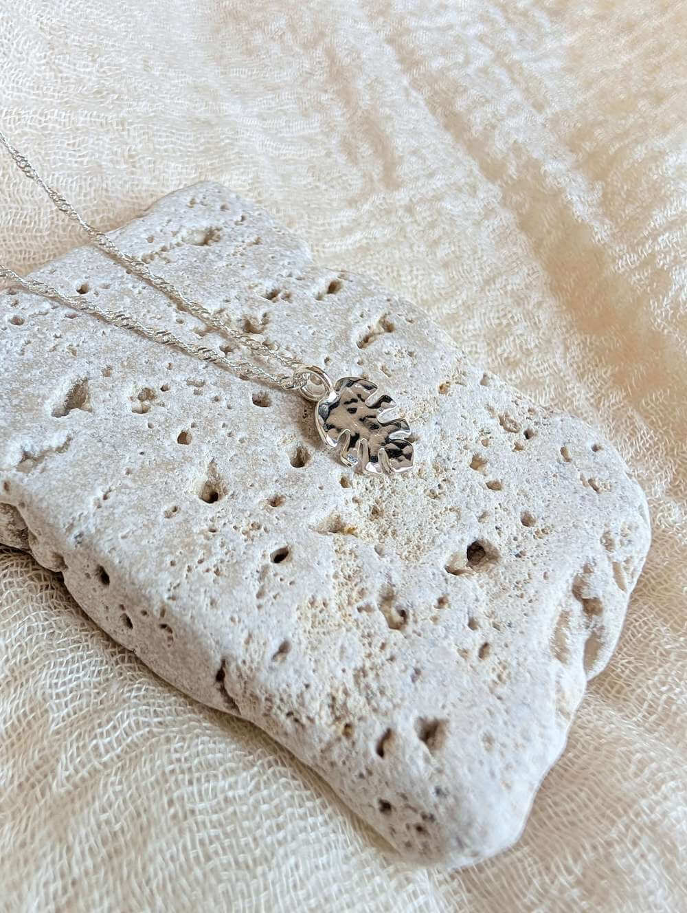 Silver Necklace 'Monstera Necklace'- Silver Necklace homeware shops bristol gift shops bristol Honey Coast Studio