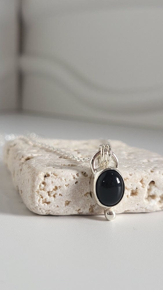 Silver Necklace ‘Onyx Pendant’ - Silver Necklace homeware shops bristol gift shops bristol Honey Coast Studio