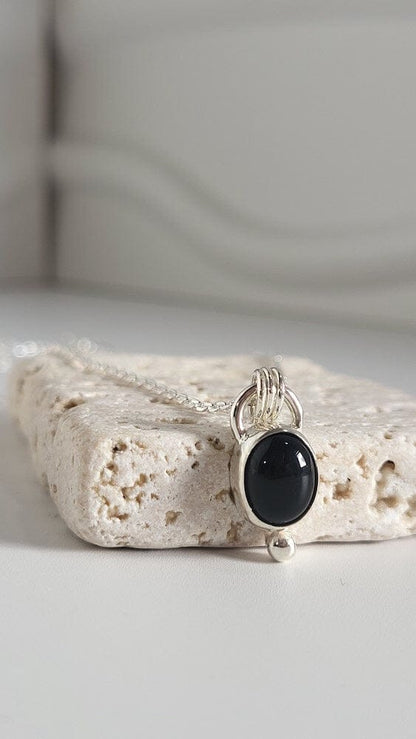 Silver Necklace ‘Onyx Pendant’ - Silver Necklace homeware shops bristol gift shops bristol Honey Coast Studio