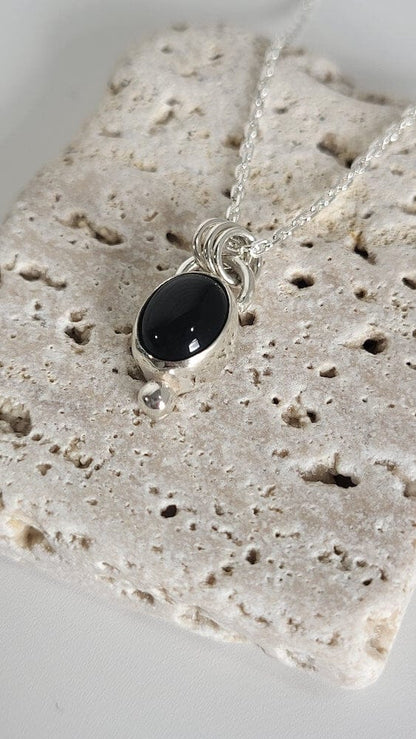 Silver Necklace ‘Onyx Pendant’ - Silver Necklace homeware shops bristol gift shops bristol Honey Coast Studio