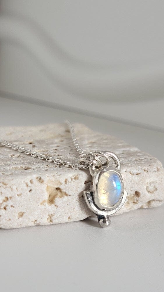 Silver Necklace ‘Oval Moonstone’ - Silver Necklace homeware shops bristol gift shops bristol Honey Coast Studio