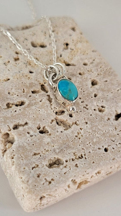Silver Necklace ‘Oval Turquoise’ - Silver Necklace homeware shops bristol gift shops bristol Honey Coast Studio