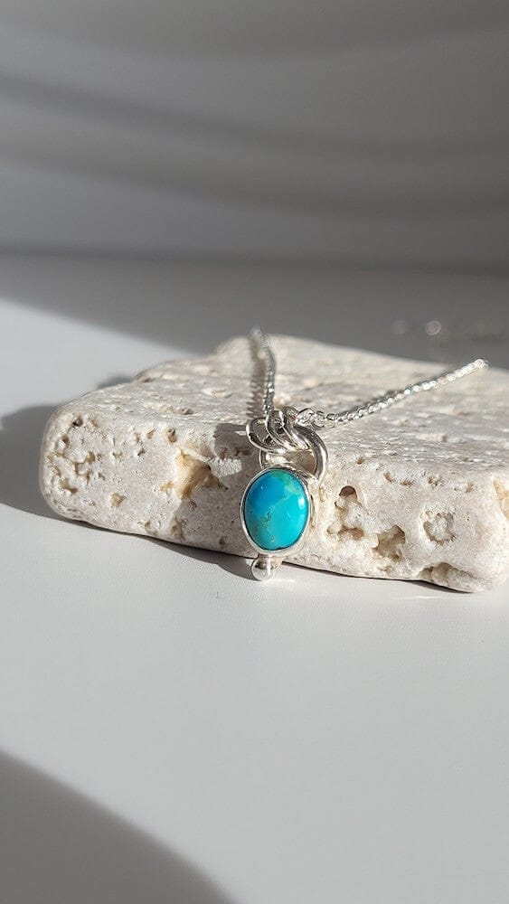 Silver Necklace ‘Oval Turquoise’ - Silver Necklace homeware shops bristol gift shops bristol Honey Coast Studio