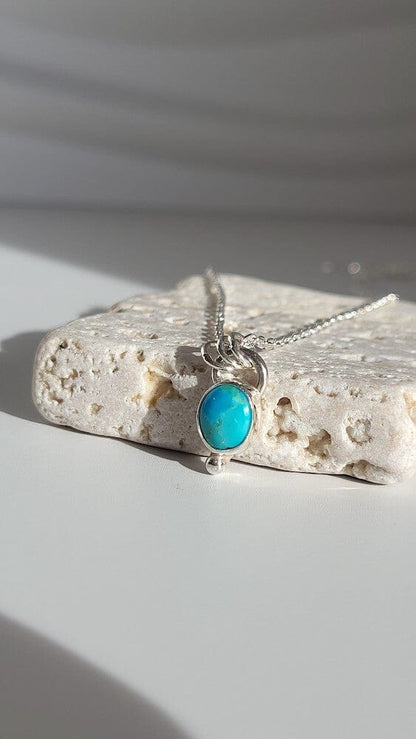 Silver Necklace ‘Oval Turquoise’ - Silver Necklace homeware shops bristol gift shops bristol Honey Coast Studio