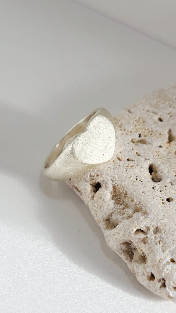 Silver Ring O 1/2 ‘Heart Signet Ring’ - Silver Ring (various sizes) homeware shops bristol gift shops bristol Honey Coast Studio