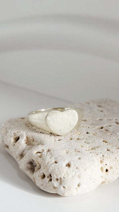 Silver Ring O 1/2 ‘Heart Signet Ring’ - Silver Ring (various sizes) homeware shops bristol gift shops bristol Honey Coast Studio