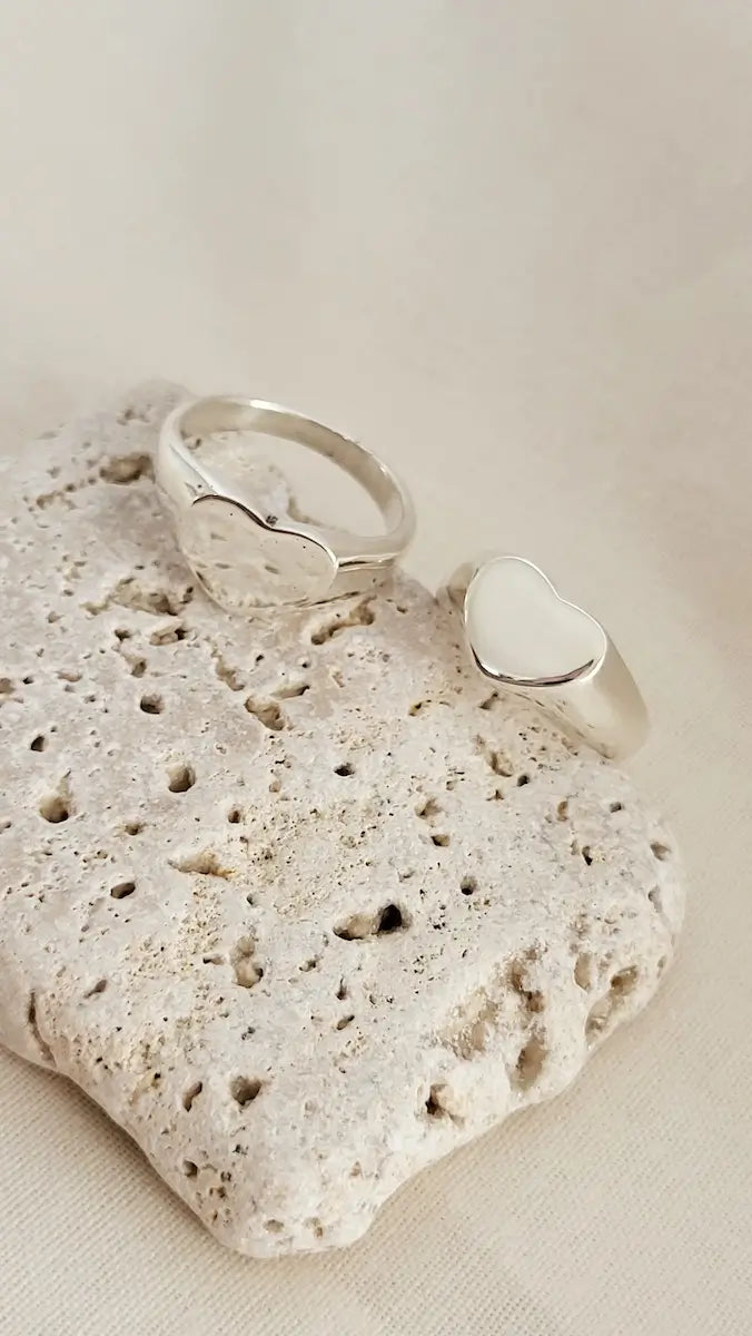 Silver Ring Polished - O 1/2 ‘Heart Signet Ring’ - Silver Ring (various sizes) homeware shops bristol gift shops bristol Honey Coast Studio