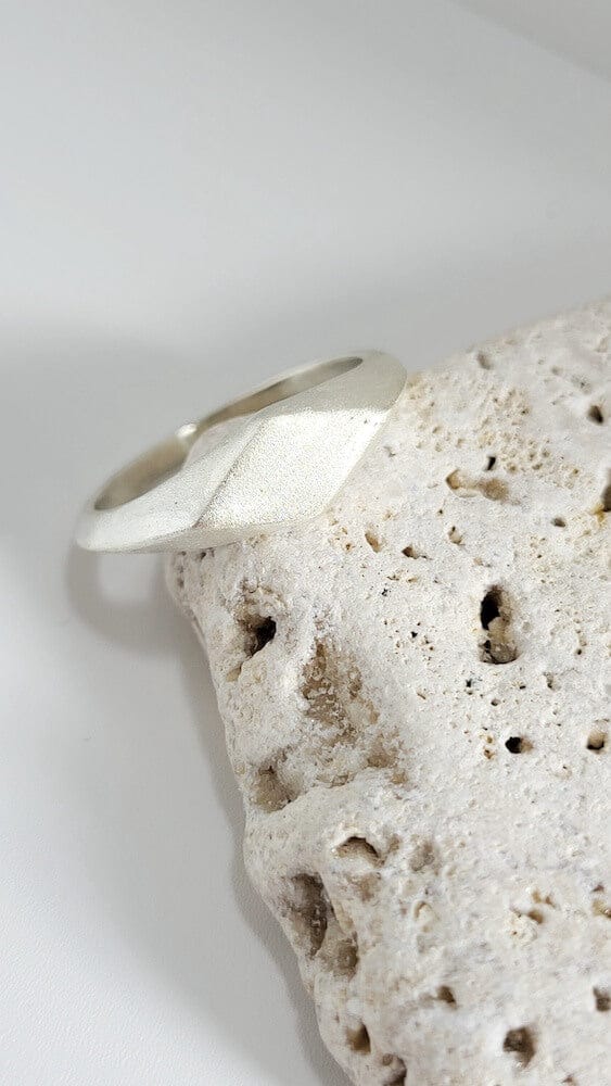 Silver Ring Q ‘Diamond Signet Ring’ - Silver Ring (various sizes) homeware shops bristol gift shops bristol Honey Coast Studio