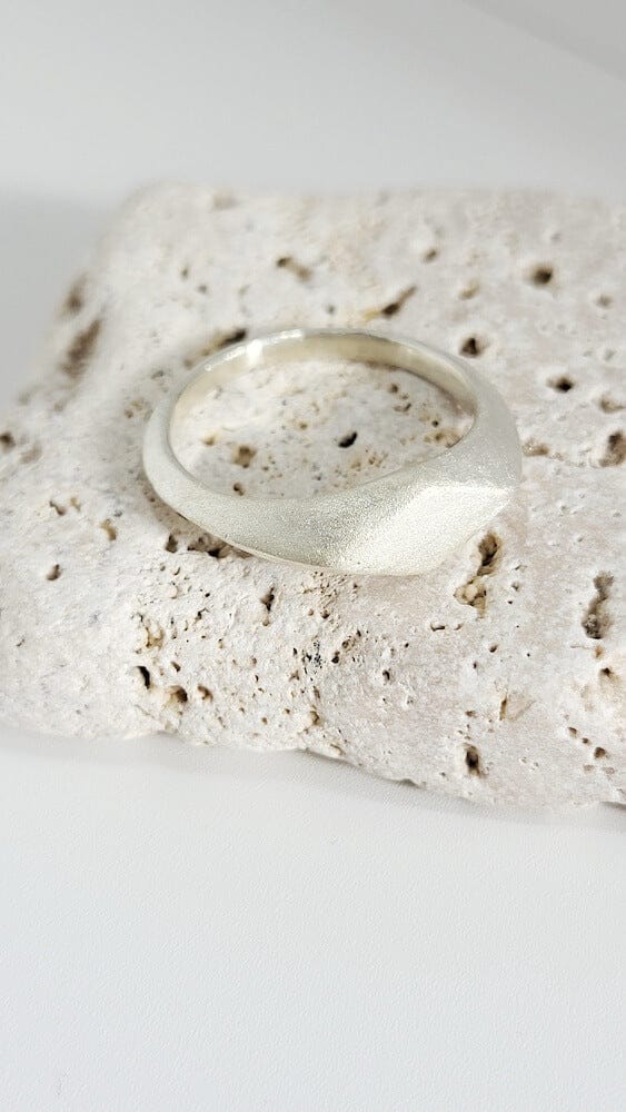 Silver Ring Q ‘Diamond Signet Ring’ - Silver Ring (various sizes) homeware shops bristol gift shops bristol Honey Coast Studio