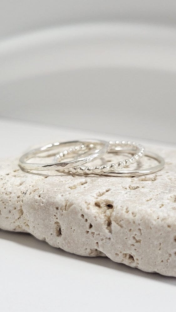 Silver Ring T 1/2 ‘3 Piece Stacking Ring Set’ - Silver Ring (various sizes) homeware shops bristol gift shops bristol Honey Coast Studio