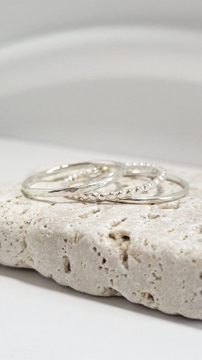 Silver Ring T 1/2 ‘3 Piece Stacking Ring Set’ - Silver Ring (various sizes) homeware shops bristol gift shops bristol Honey Coast Studio