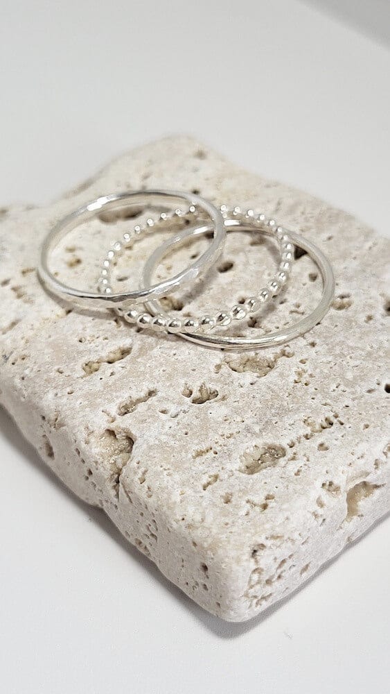 Silver Ring T 1/2 ‘3 Piece Stacking Ring Set’ - Silver Ring (various sizes) homeware shops bristol gift shops bristol Honey Coast Studio
