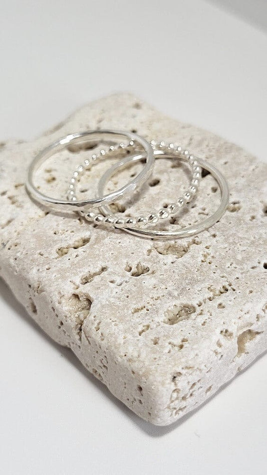 Silver Ring T 1/2 ‘3 Piece Stacking Ring Set’ - Silver Ring (various sizes) homeware shops bristol gift shops bristol Honey Coast Studio