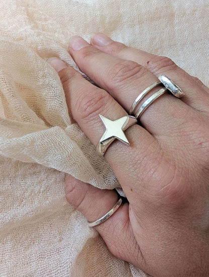 Star Silver Ring ‘Star Signet Ring’ - Silver Ring (various sizes) homeware shops bristol gift shops bristol Honey Coast Studio