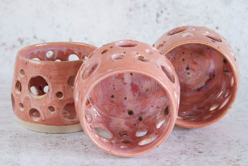 Ceramic Candle Holder Charming Pink Ceramic Candle Holders (Various Glazes) homeware shops bristol gift shops bristol Howies Ceramics