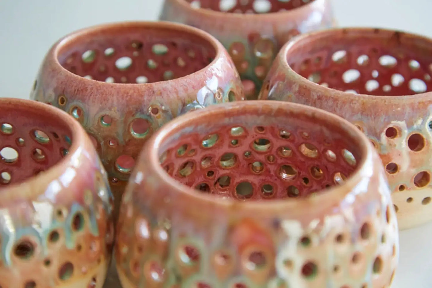 Charming Pink Ceramic Candle Holders (Various Glazes) homeware shops bristol gift shops bristol Howies Ceramics
