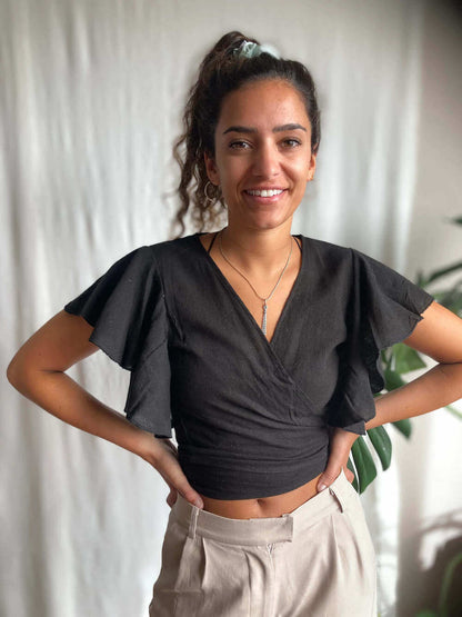 Tops Black Inka Wrap Top (Various Colours) UK 6-14 homeware shops bristol gift shops bristol Inka Free