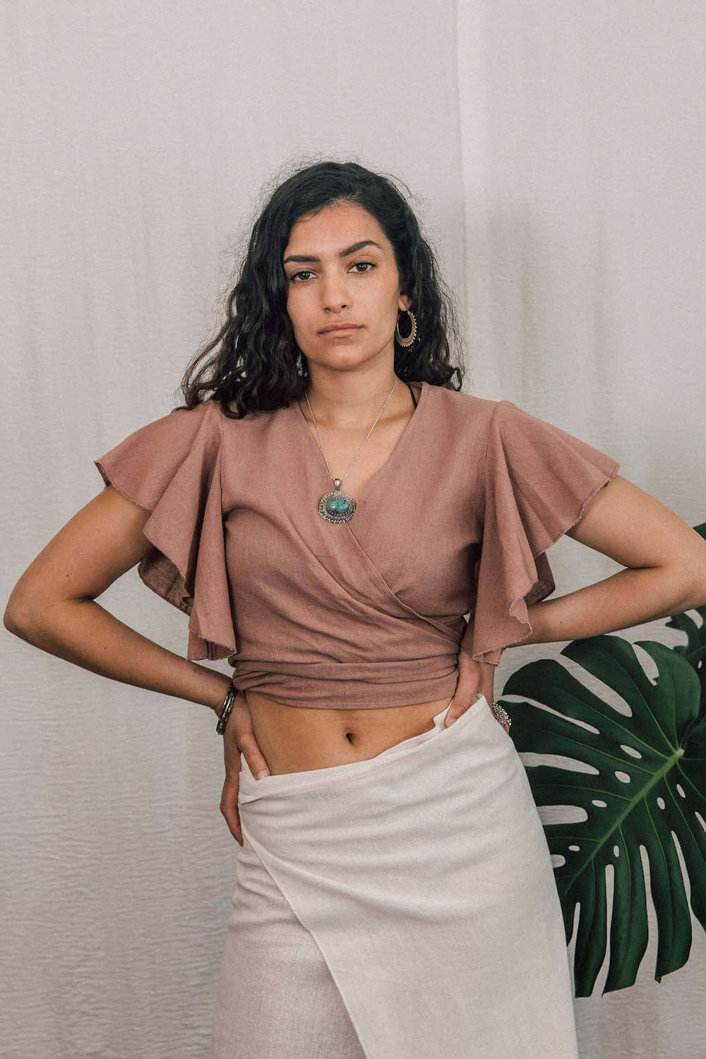 Tops Dusty Pink Inka Wrap Top (Various Colours) UK 6-14 homeware shops bristol gift shops bristol Inka Free