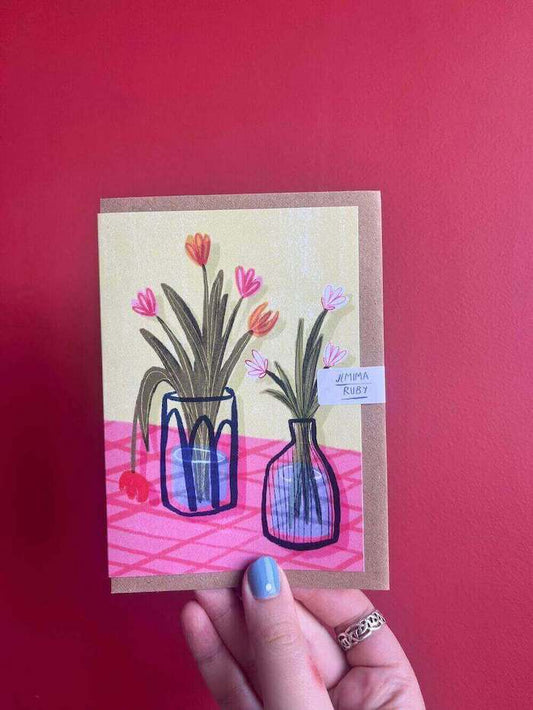 Pink Tulip Greetings Card Pink Tulip Greetings Card homeware shops bristol gift shops bristol Jemima Ruby