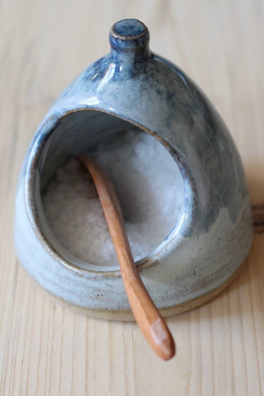 Salt Pig Soft Blue Hand Thrown Salt Pig homeware shops bristol gift shops bristol Jen Makes Pots
