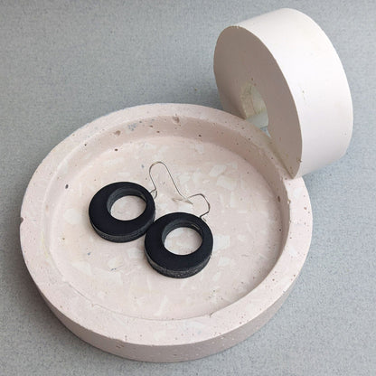 Earrings Black Recycled Leather Earrings - Small Hoops (various colours) homeware shops bristol gift shops bristol Kay Morgan