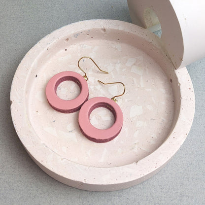Kay Morgan Earrings Pale Pink Recycled Leather Earrings - Small Hoops (various colours)