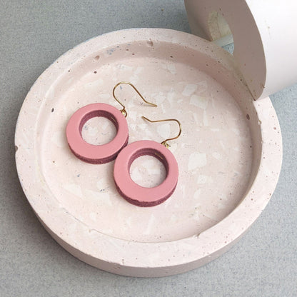 Earrings Pale Pink Recycled Leather Earrings - Small Hoops (various colours) homeware shops bristol gift shops bristol Kay Morgan