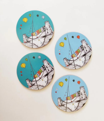 Bristol Coasters Blue Suspension Bridger Bristol Coasters Sets (various designs) homeware shops bristol gift shops bristol KBT Bristol