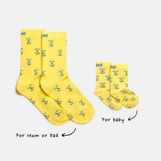 Leiho Matching 'Happy Sunshine Yellow' Baby & Me Socks