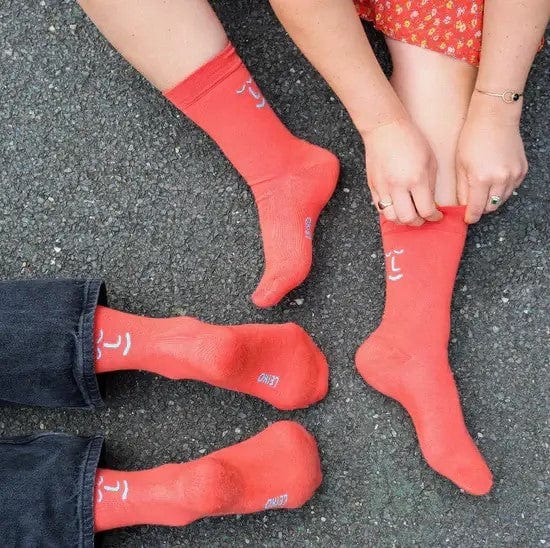 Leiho Socks Smiley Bamboo Socks - 'Love Wins' Coral