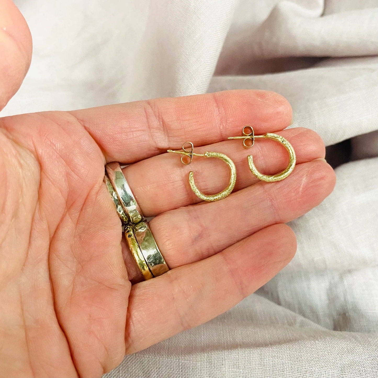 Lucy Lane Jewellery Earrings Goddess Huggies - Recycled Brass