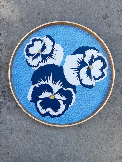 Crisscross Blue/ Cobalt Blue/ White Pansy Flower Japanese Serving Tray - Various Colours homeware shops bristol gift shops bristol Lucy Turner