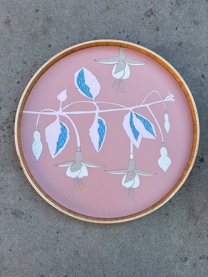 Dusty Pink/ Blush/ Linen/ White/ Crisscross Blue Fuchsia Flower Japanese Serving Tray - Various Colours homeware shops bristol gift shops bristol Lucy Turner
