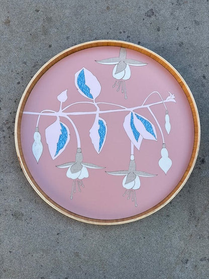 Dusty Pink/ Blush/ Linen/ White/ Crisscross Blue Fuchsia Flower Japanese Serving Tray - Various Colours homeware shops bristol gift shops bristol Lucy Turner