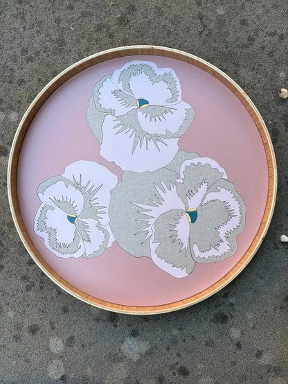 Dusty Pink/ Linen/ Blush Pansy Flower Japanese Serving Tray - Various Colours homeware shops bristol gift shops bristol Lucy Turner
