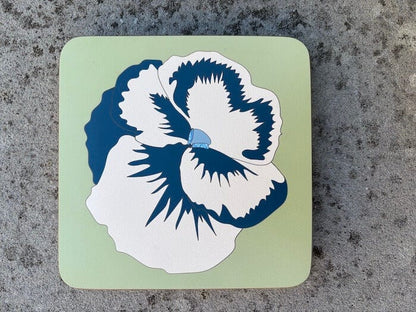 Handmade Trivet Sage Green, Cream & Petrol Blue Pansy Marquetry Pan Trivet - Various Colours homeware shops bristol gift shops bristol Lucy Turner