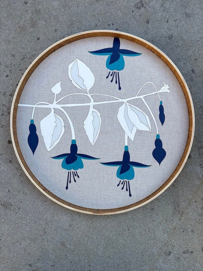 Linen/ White/ Petrol Blue/ Teal/Grey Fuchsia Flower Japanese Serving Tray - Various Colours homeware shops bristol gift shops bristol Lucy Turner