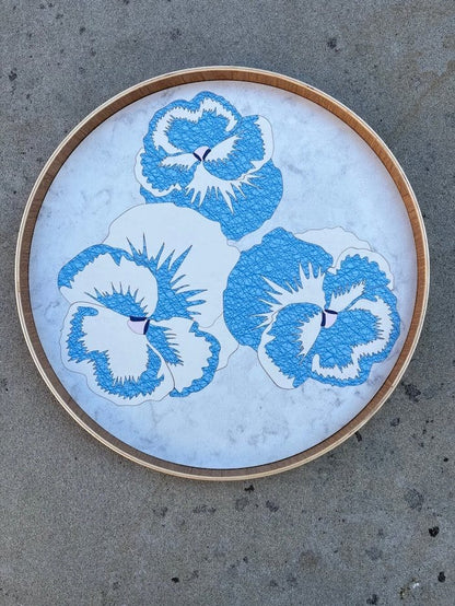Marble/ White/ Crisscross Blue Pansy Flower Japanese Serving Tray - Various Colours homeware shops bristol gift shops bristol Lucy Turner