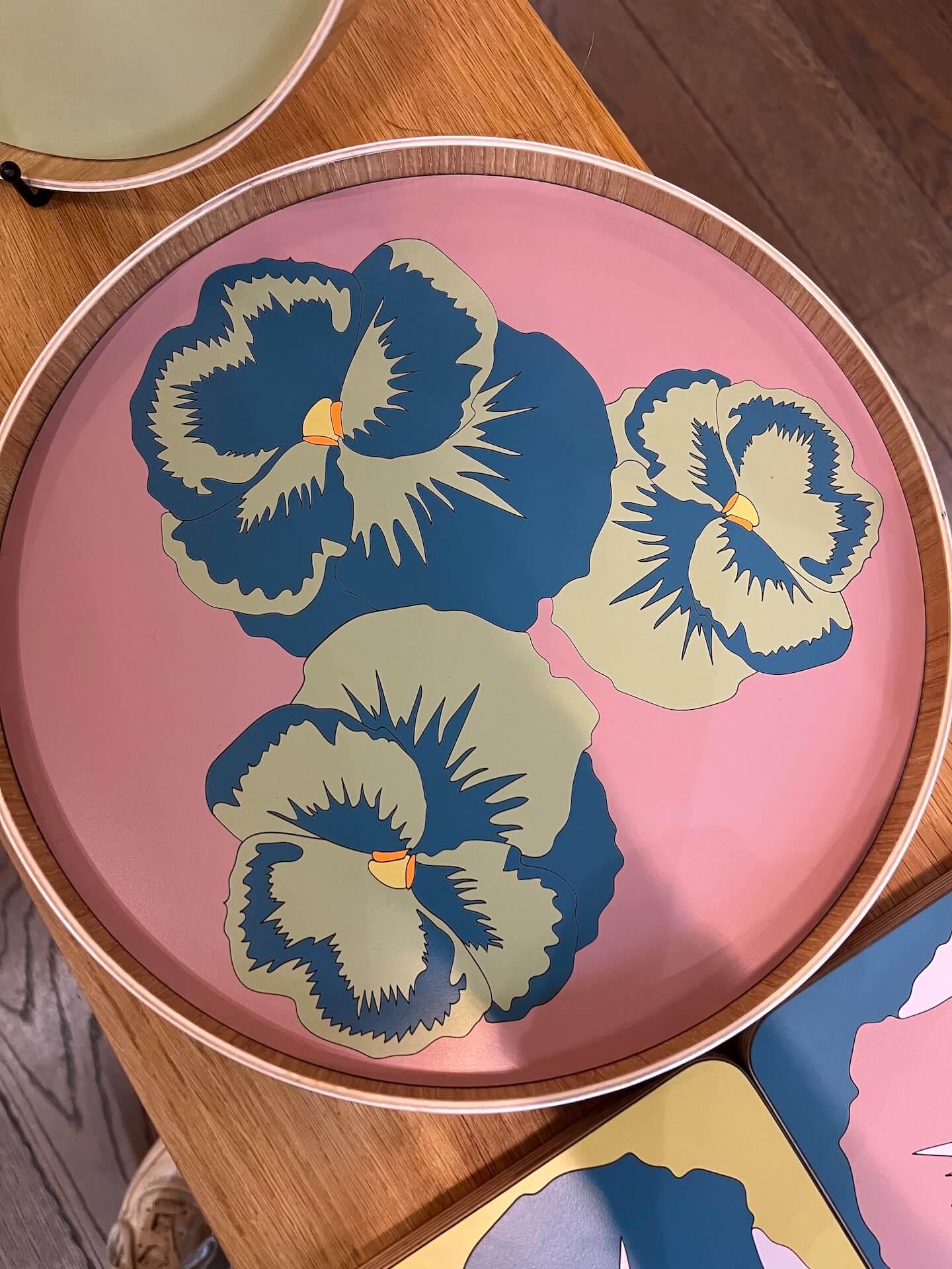 Lucy Turner Pansy Flower Serving Tray in Green or Blush