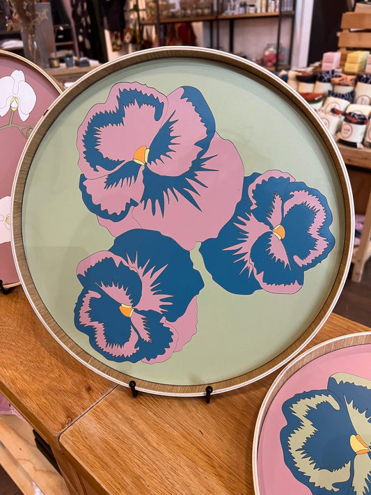 Lucy Turner Pansy Flower Serving Tray in Green or Blush