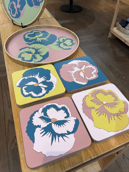 Lucy Turner Pansy Marquetry Pan Trivet - Various Colours